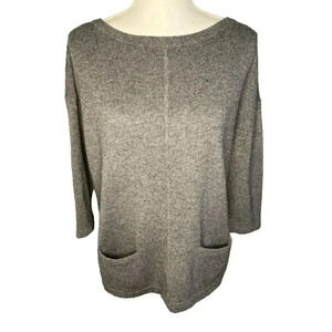 Ann Taylor Women’s Medium Gray Merino‎ Wool Blend Front Pocket Sweater